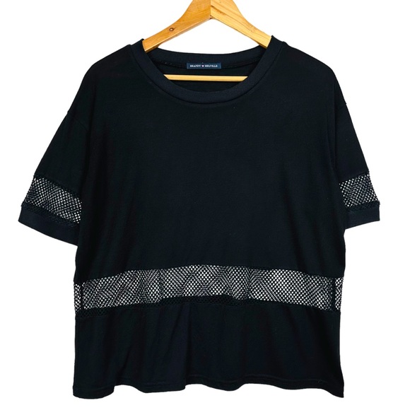 Brandy Melville Manoela Black Boxy Street Style Mesh Cutout Short Sleeve Top - Picture 11 of 11